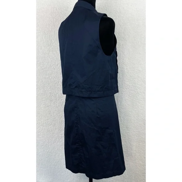 THEORY • Navy Blue Gemine Sleeveless Tiered A-Line Mini Dress, 4 - Picture 4 of 16